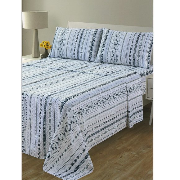 Geometric Design Bed Sheets Set 4 Piece Set Deep Pocket Bed Sheets Queen & King - Picture 2 of 2